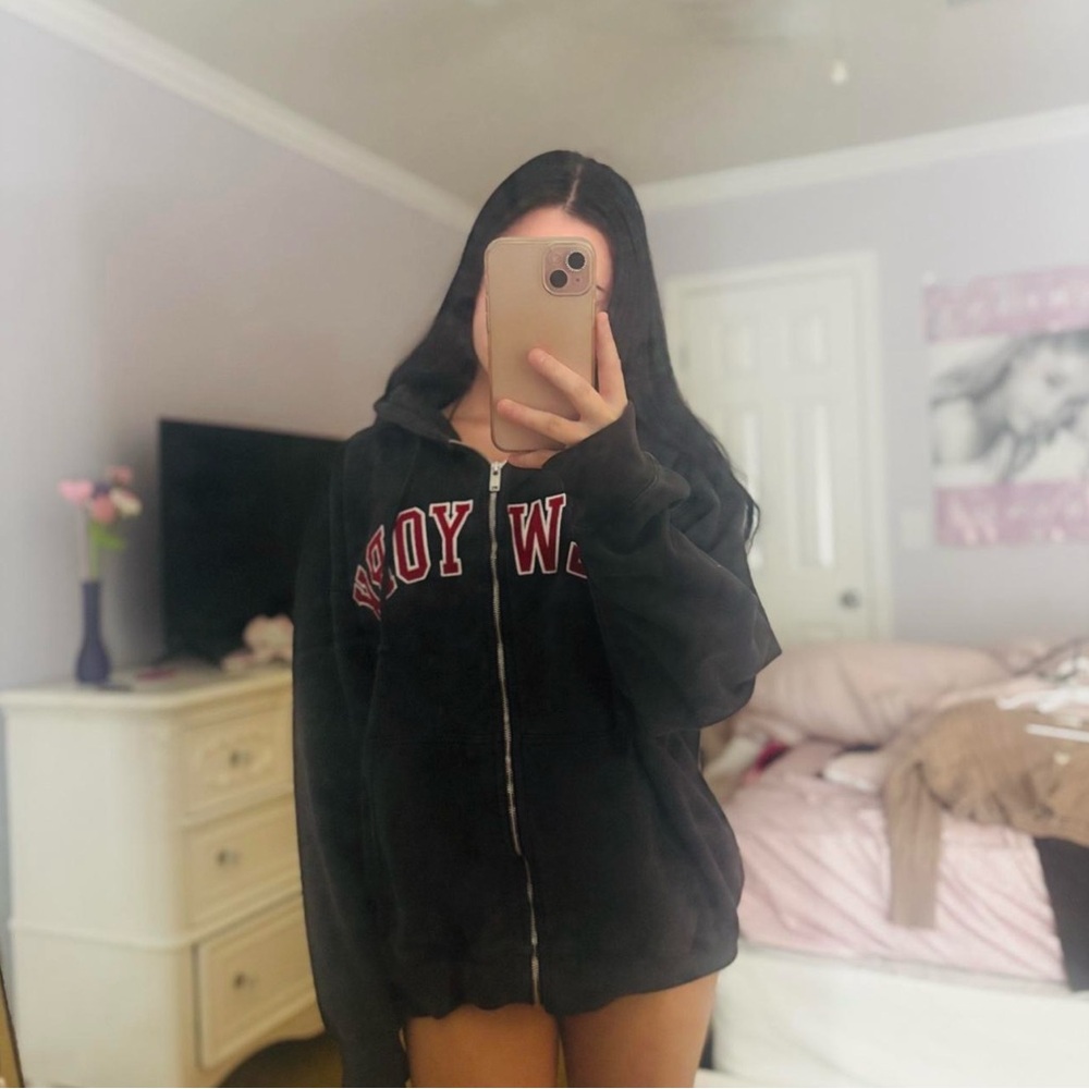 PacSun Black Zip-Up Hoodie with Red Accents